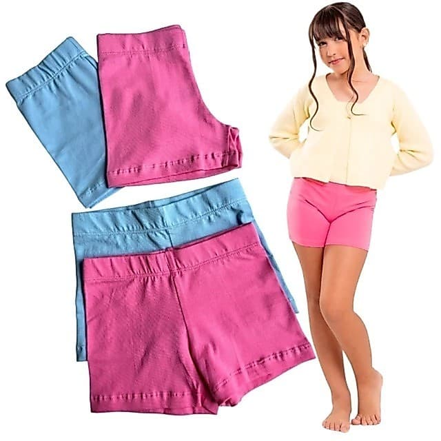 Kit 2 Shortinhos Feminino Confortável Macio Menina Short Liso Basico Ideal Para Saias Vestidos