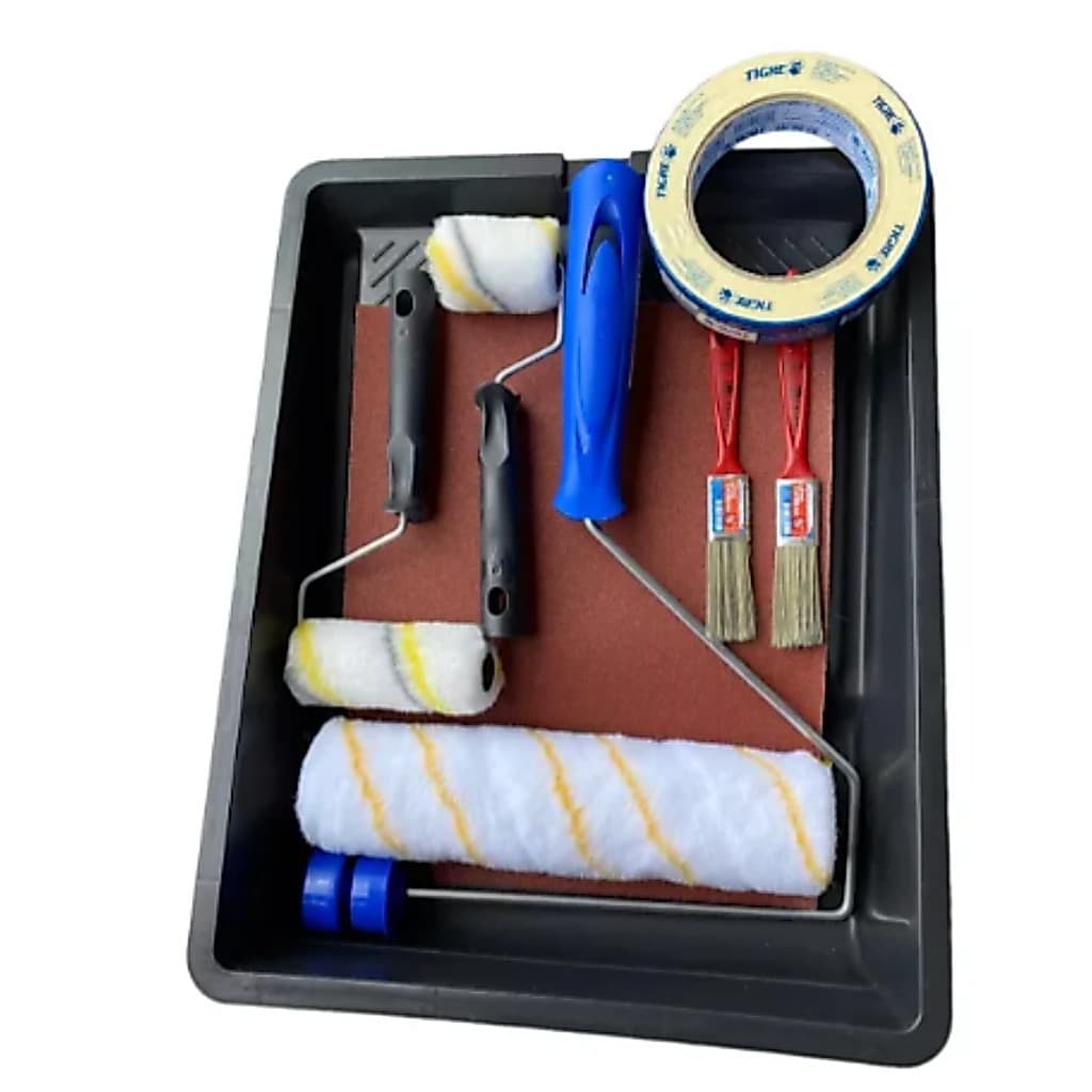 Kit De Pintura Com Rolo 22 Cm, Fita Crepe, Bandeja E Lixa