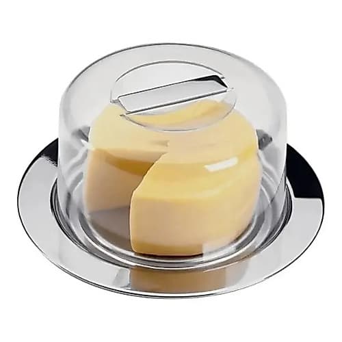 Porta Queijo Inox Queijeira Redonda Com Tampa Acrílico Fratelli Suporte Para Queijos Minas Mussarela