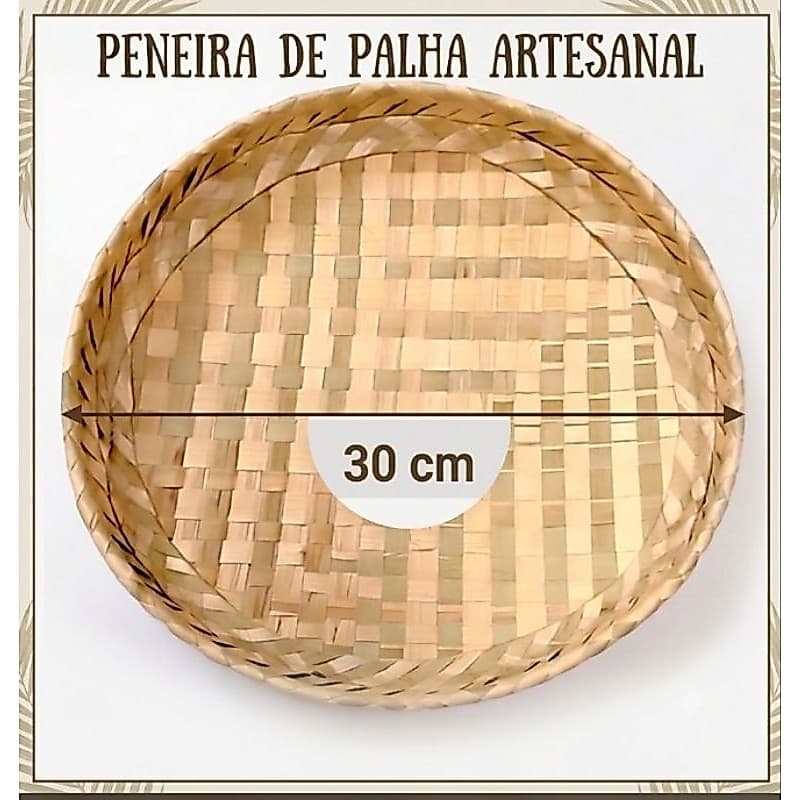 Peneira de palha decorativa 30cm com borda Festa Junina de palha carnaúba Artesanal Boho Rústica Cozinha