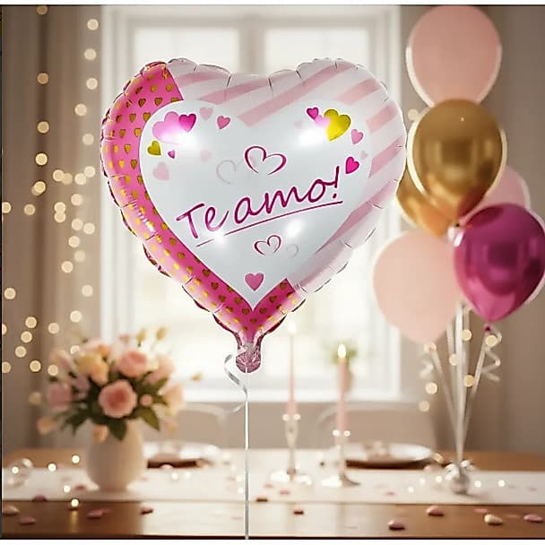 O Balão Metalizado Coração 18" (45 cm) "Te Amo" Make+