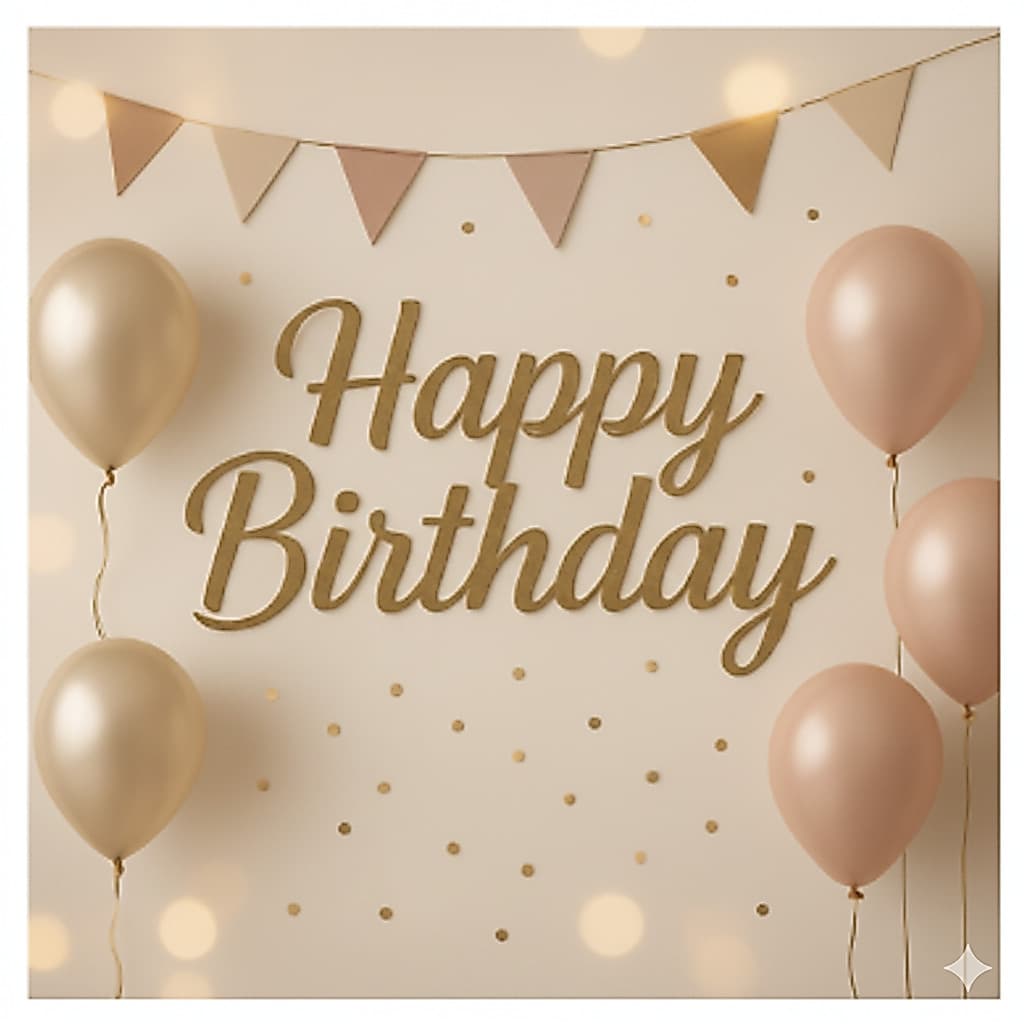 Painel Luxo MDF Dourado Happy Birthday Para Fundo De Mesa