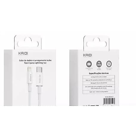 Cabo de Dados de 2 metros Carregador KAIDI Carregamento Rápido PD 30W C/tipo-C ou Lightning CABO DE 2 METROS