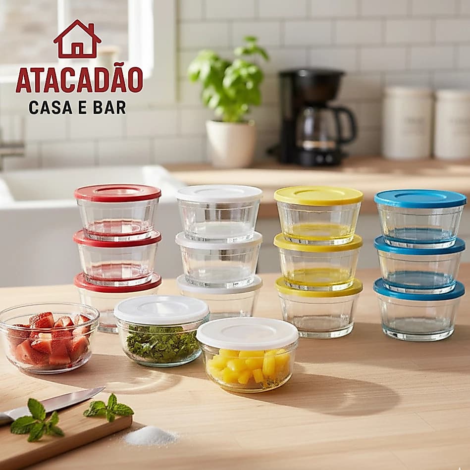 Conjunto De 3 Tigelas Bowl De Vidro Com Relevos 600ML Com Tampa Color Nadir