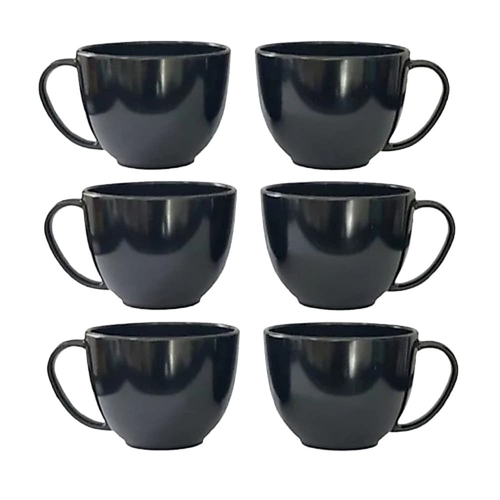 Kit 4 Xícaras Pretas Acrílico 180ml Para Servir Cantinho do Café Chá Sobremesa Decoração