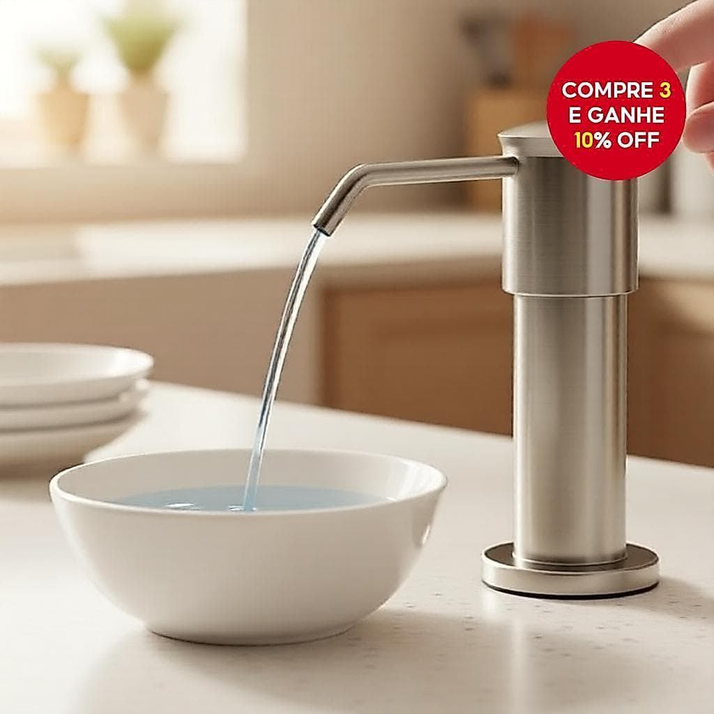 Dispensador de Sabonete Tipo Pressão em Aço Inoxidável 304 com Tubo Extendido para Cozinhas Limpas
