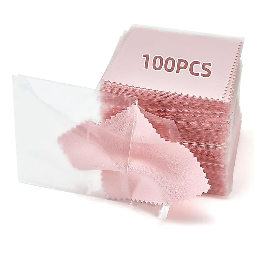 100 Pcs Flanela Pano Mágico Limpa Prata Ouro Joias 8x8cm