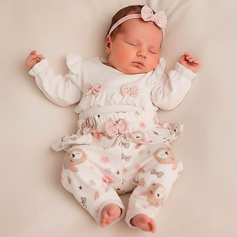 Conjunto Menina Presente Body Longo Mijão Kids Malha Algodão Lola/Olivia/Oncinha