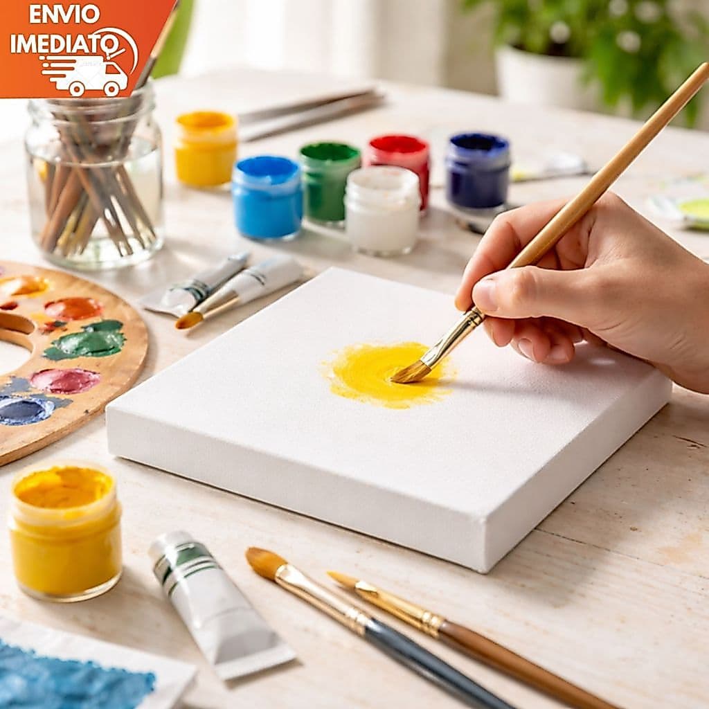 Painel Tela para Pintura 20x20 Canvas Artístico Profissional Branco Alta Qualidade