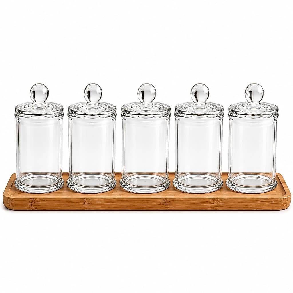 Kit 5 Potes Hermético Redondo em Vidro 150ml Doces Balas