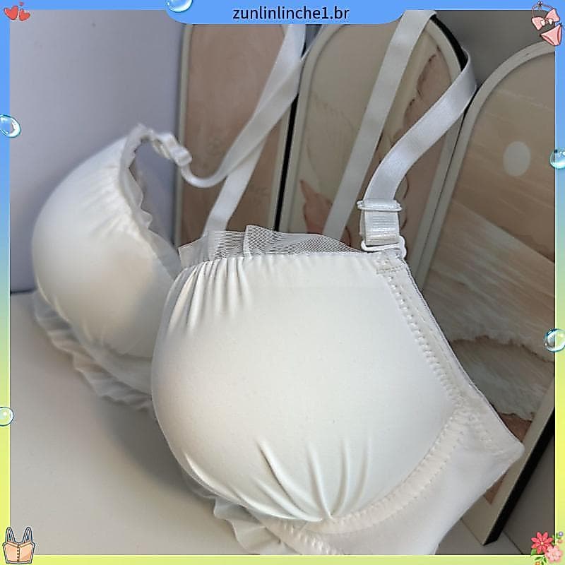Roupa interior de peito pequeno engrossado sutiã doce senhoras temperamento folha de lótus sutiã pequenos seios olhar gr