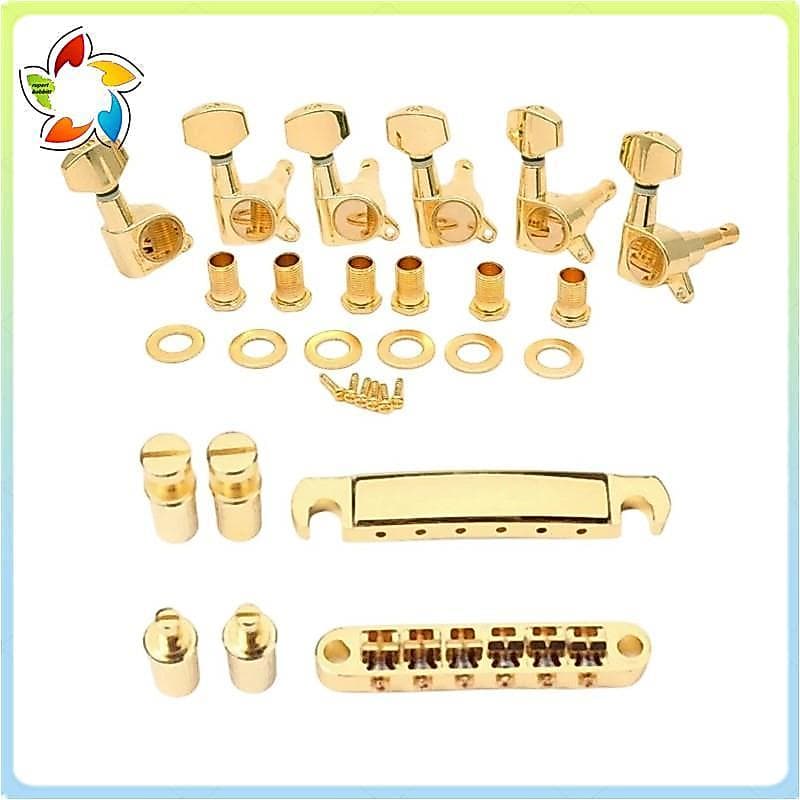 Tailpiece & Guitarra Ponte Selas Metal Tuning Pegs Para Acústico GB LP Estilo Elétrica