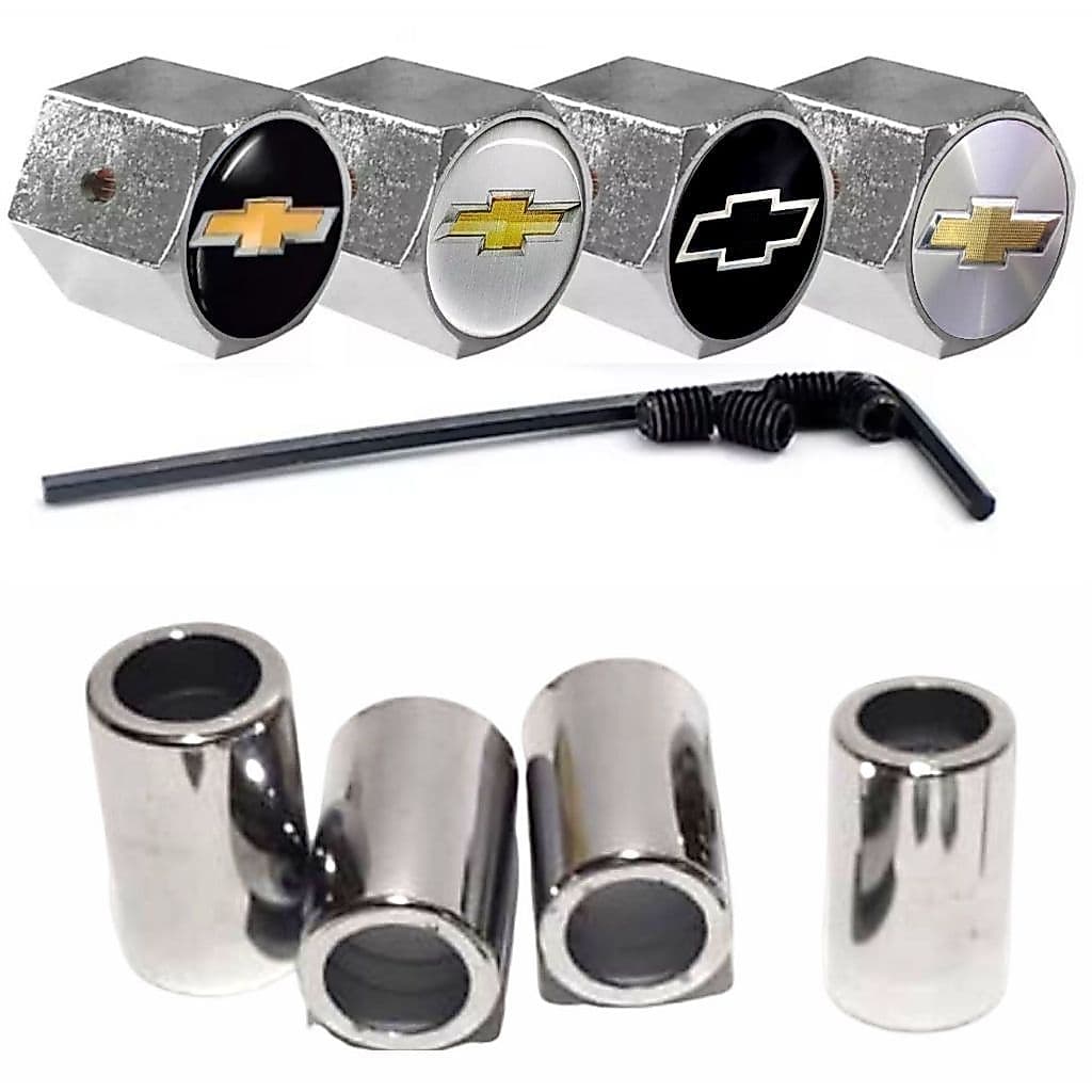 Bico De Pneu Cromado Tampa Pino Roda Válvula Antifurto Várias Montadoras GM CHEVROLET