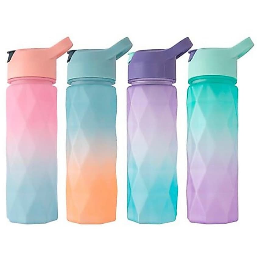 GARRAFA DE PLÁSTICO COM TAMPA E CANUDO 600ML - FLASHGOODS - F5176