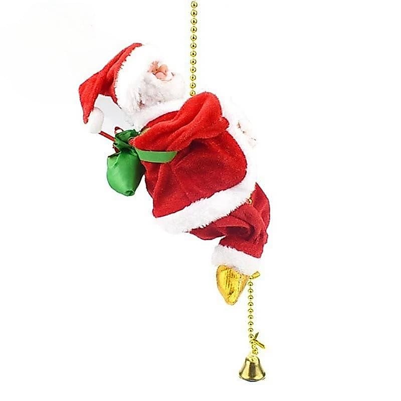 Papai Noel Subindo Na Corda Decoração Elétrica Automática Bonecas De Pelúcia Brinquedos Para Casa Ornamento De Suspensão