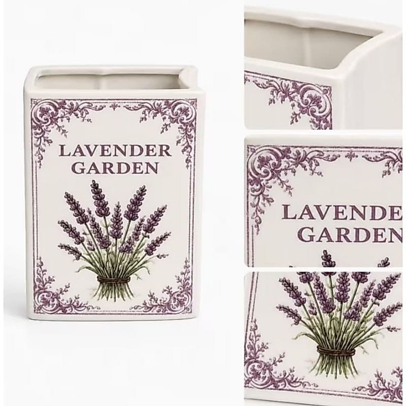 livro falso em cerâmica, livro lavanda, livro de ervas