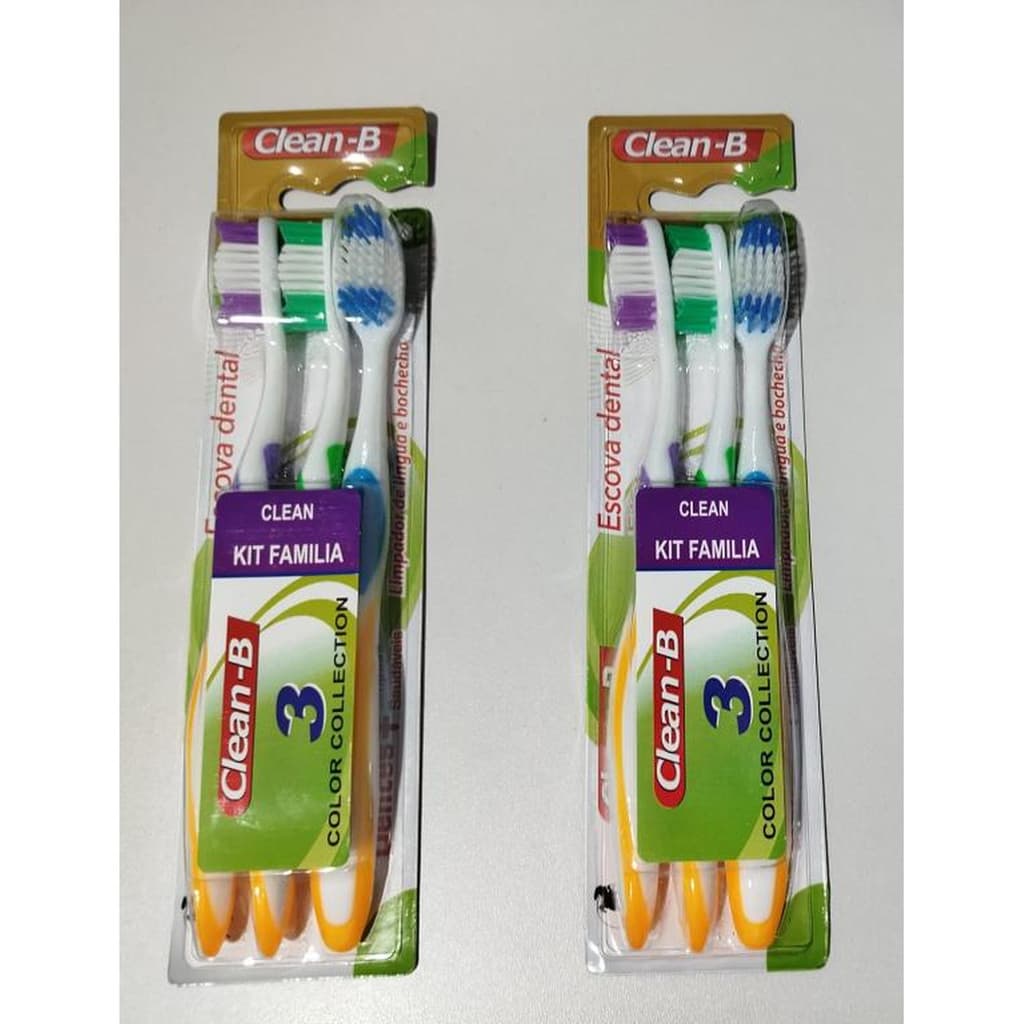Clean-b Kit Familia 3 Escovas Dentais Media