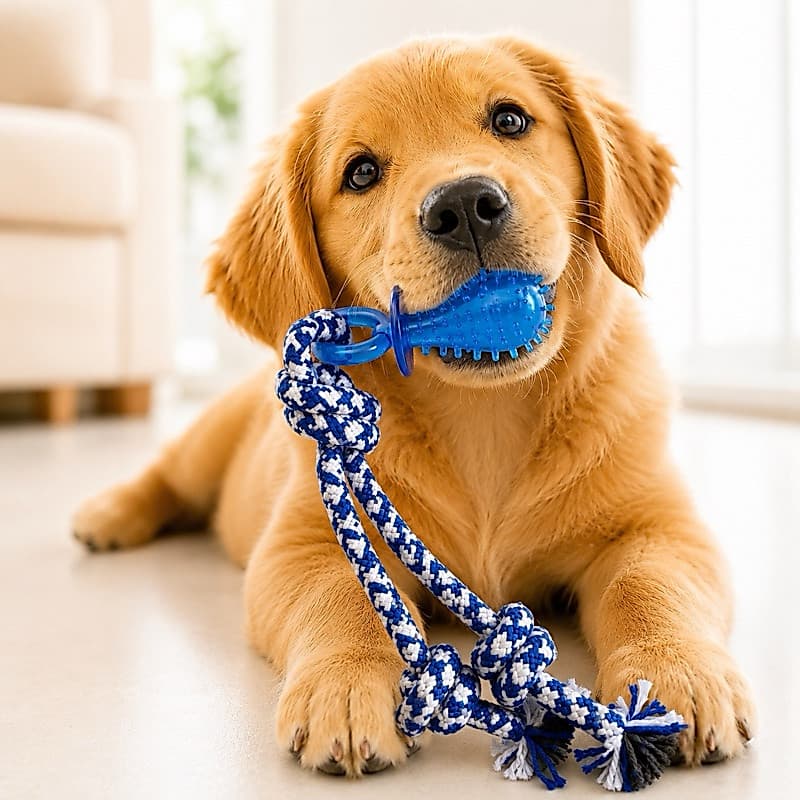 Brinquedo Mordedor para Cachorro com Corda e Escova Massageadora – Diversão e Cuidado