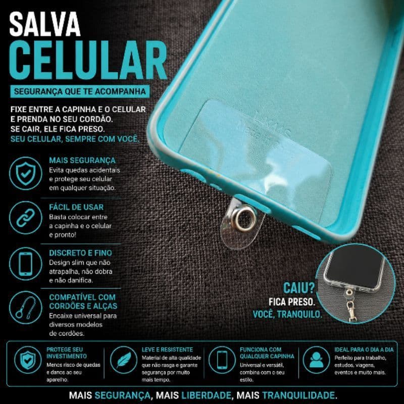 10 unidades Salva Celular (NÃO ACOMPANHA CORDÃO)