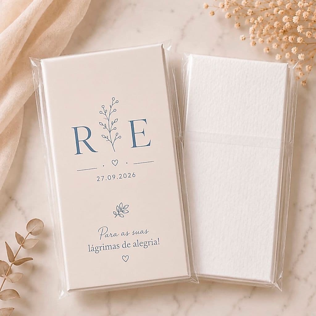 Lágrimas de Alegria Casamento Personalizado Completo com Lenço e Tag | escolha a quantidade