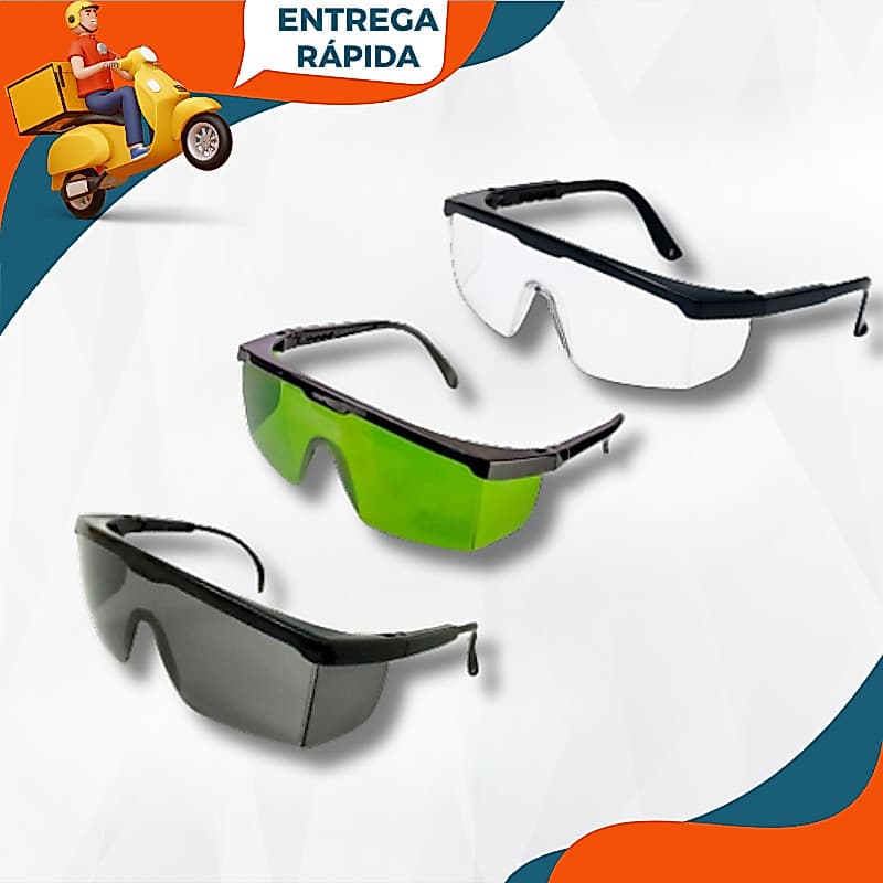 Oculos De Proteção Segurança Amarelo | Cinza Escuro | Incolor | Verde Escuro