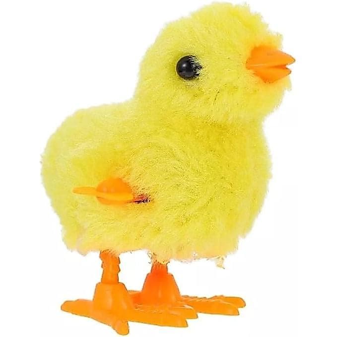 Brinquedo Pintinho Amarelinho de Pelúcia a Corda Cisca/Pula/Anda Infantil