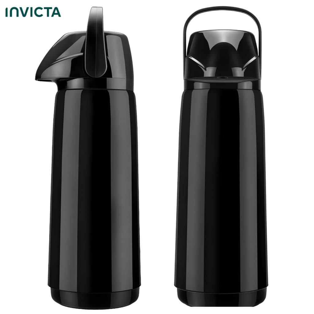 Garrafa Térmica Air Pot 1,8L Slim Pressão Invicta Preta Café Chá