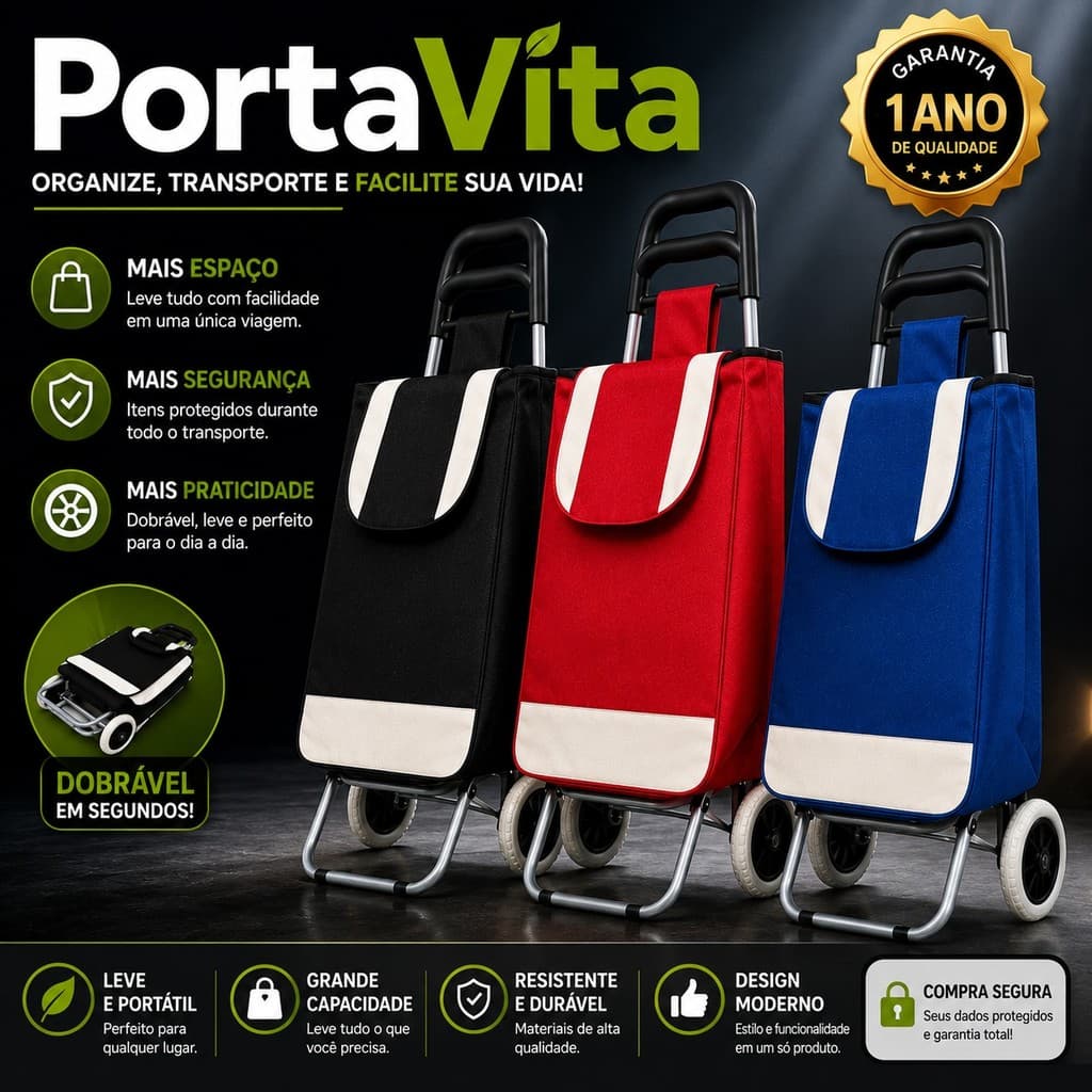 Carrinho Compacto Feira Dobrável Bolsa Prático Portátil Resistente Sortido