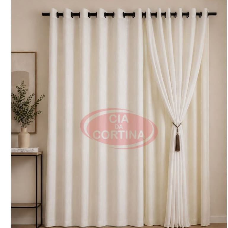 Cortina Gaze de Linho 4,00 x 2,60  com forro Microfibra