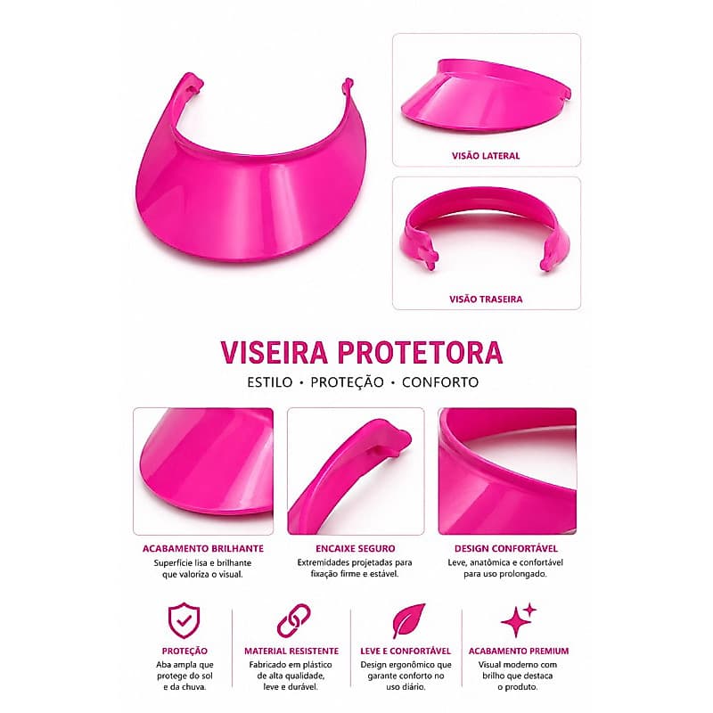 viseira cabeça sol na cor pink valor individual