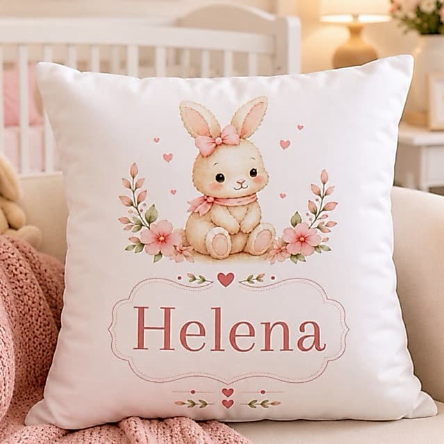 Almofada Personalizada Infantil 30x30 Nome Bebê Decoração Quarto Presente Menina Menino Chá de Bebê Sublimação