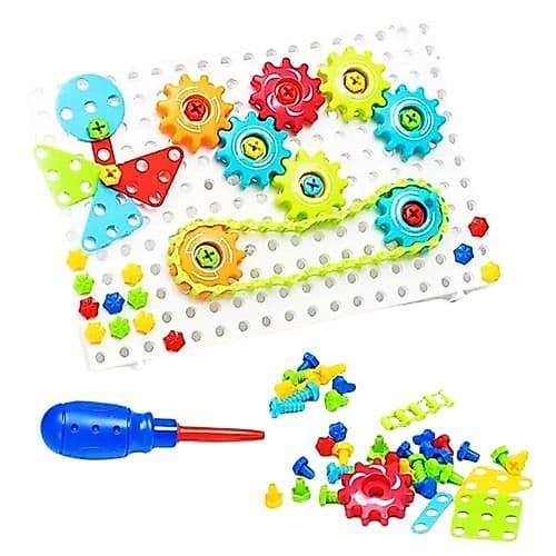 Kit Educativo Infantil Engrenagens Quebra Cabeça 98 Peças Criatividade Raciocínio