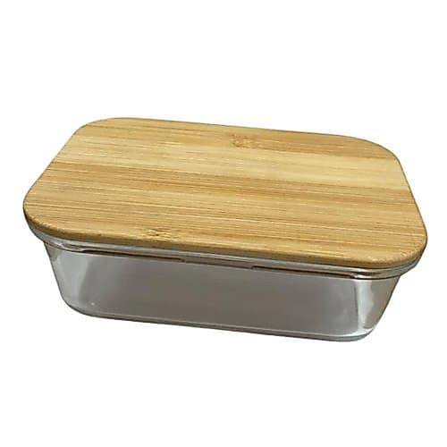 Pote Hermético de Vidro com Tampa de Bambu 1040ml Marmita Sustentável Prático e Seguro para Armazenamento de Alimentos