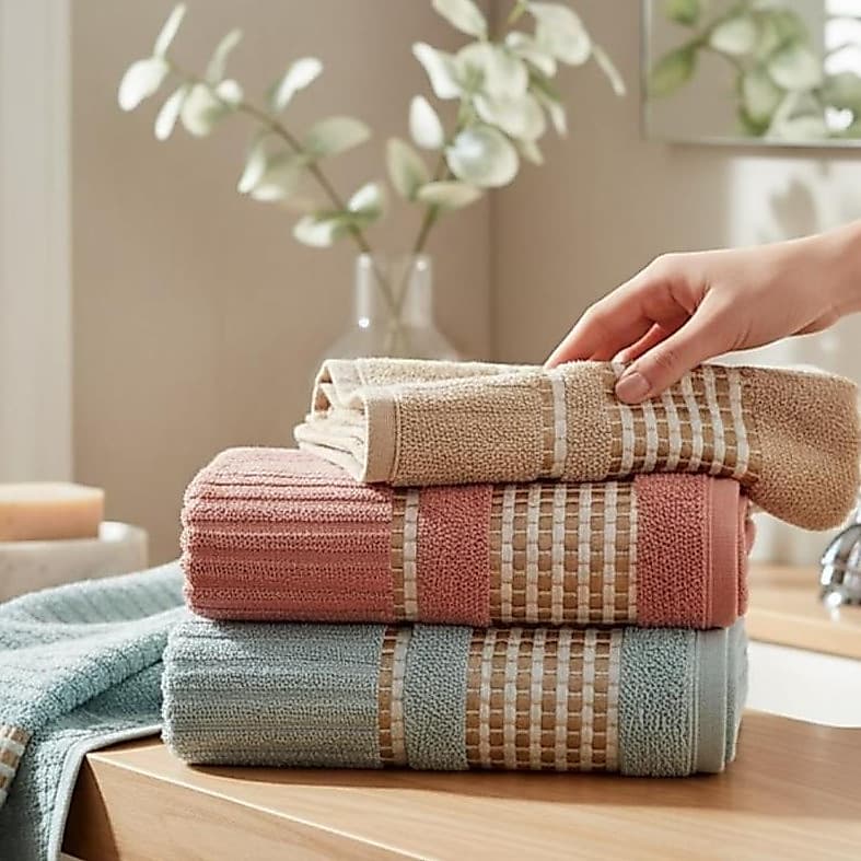 Kit 7 Toalhas Rosto Canelada 100% Algodão 65x45cm Toalha Lavabo Atacado Alta Absorção Tecido Premium Super Macia