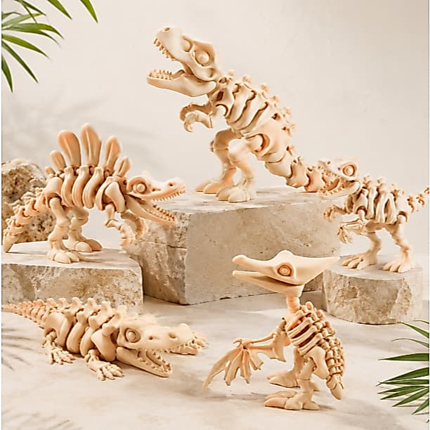 Dinossauro Esqueleto Articulado 3D Fóssil Colecionável T-Rex Velociraptor Espinossauro Pteranodonte Crocodilo