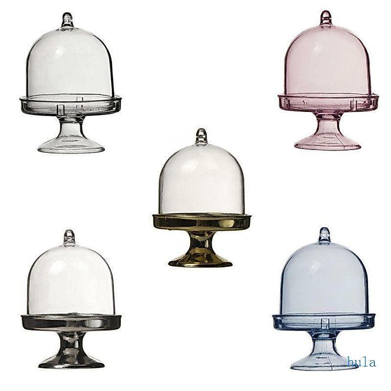 Dome Cover Suporte Para Cupcake Único Frasco Transparente Cloche Display Estojo Tiny Stan
