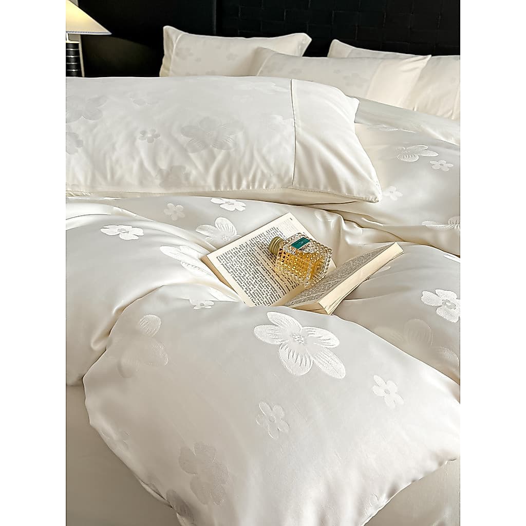 Verão fresco sentimento lavado seda gelo seda tridimensional Jacquard conjunto de quatro peças conjunto de três peças le