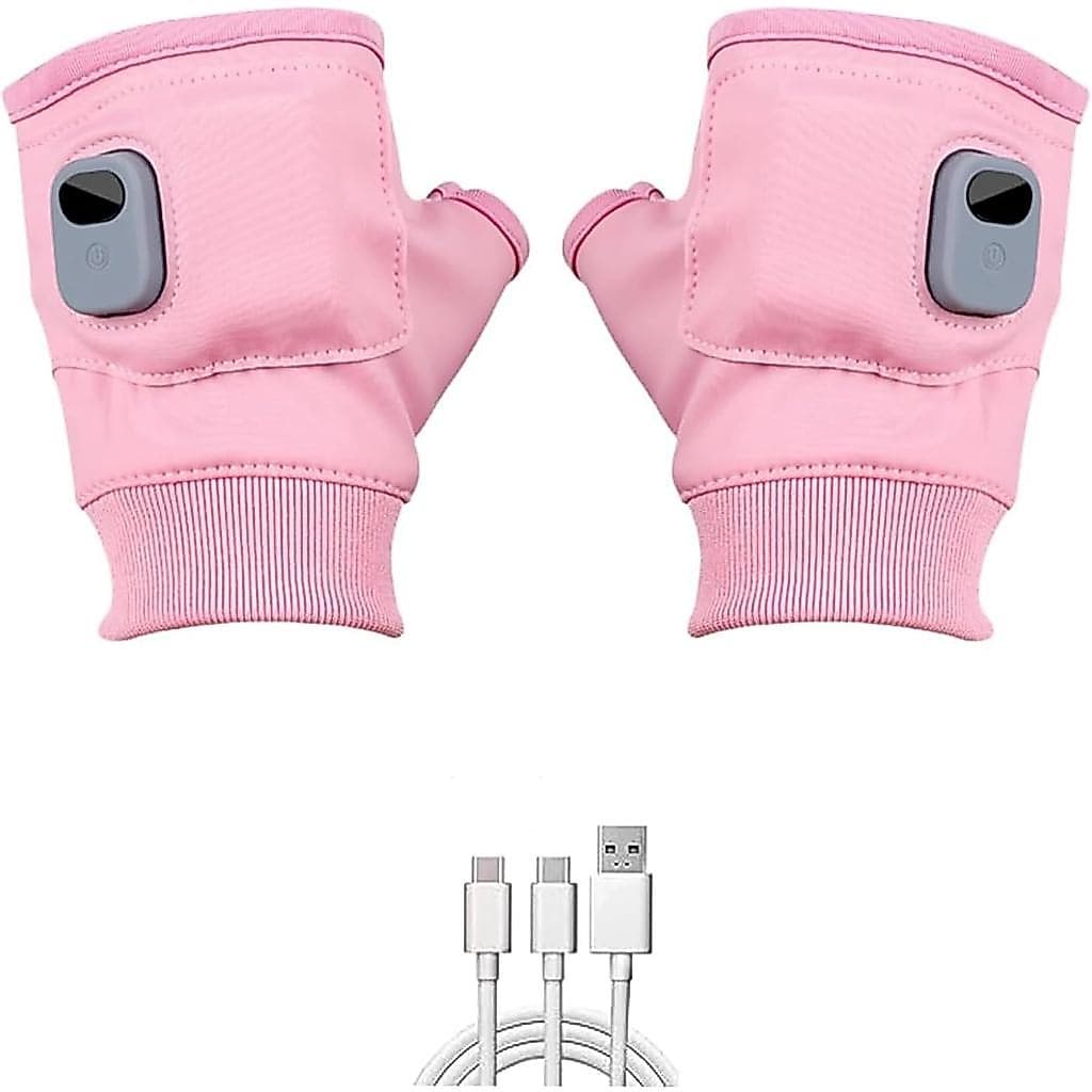 Luvas Aquecidas Recarregáveis (Rosa) para Mulheres, Luvas Aquecidas Portáteis com Display Digital, Luvas Aquecidas Termo
