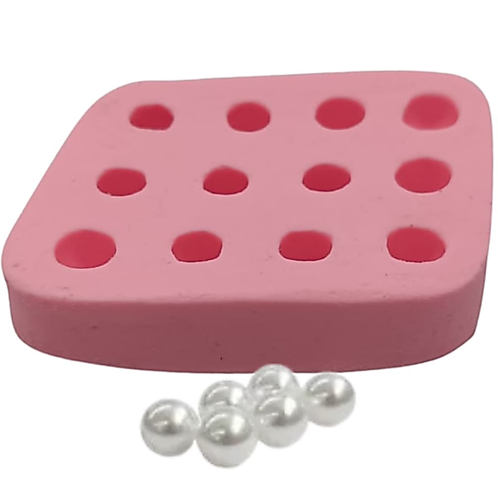 Molde Forma Silicone Sabonete Vela Biscuit Resina  - Pérolas Mini 12 Cav.