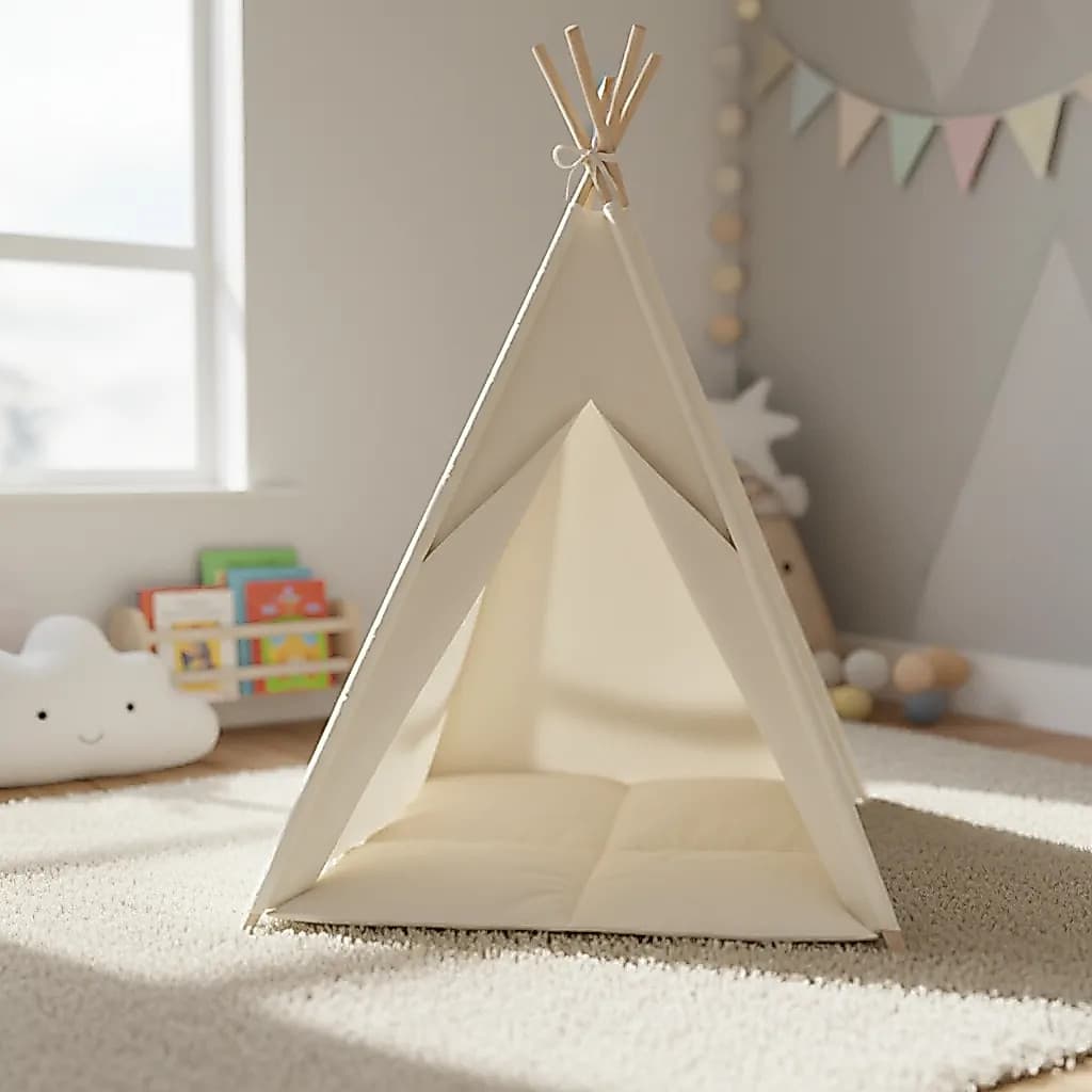 Cabana tenda infantil+tapete acolchoado cru 135x110x110cm