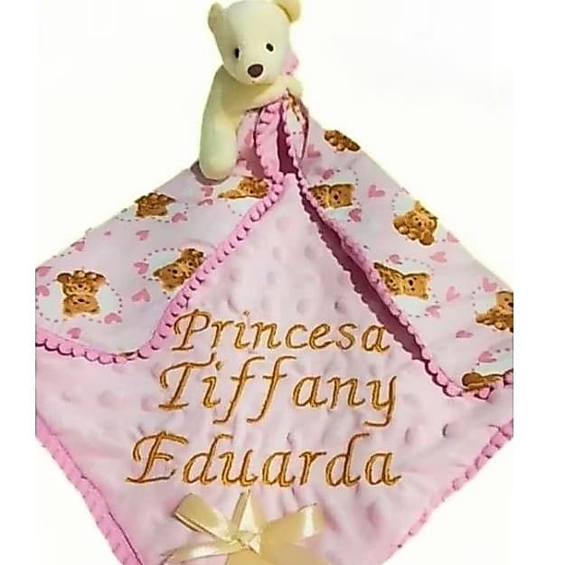 Naninha para bebê personalizada com nome, ursinha, dia das crianças.