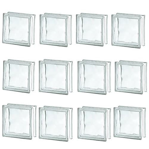 Kit 12 Bloco Tijolo Vidro 19x19x8 Transparente