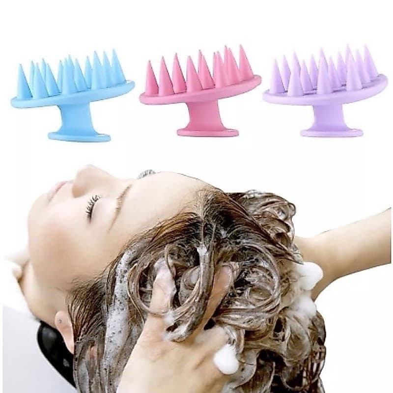 Escova Massageadora De Silicone Couro Cabeludo