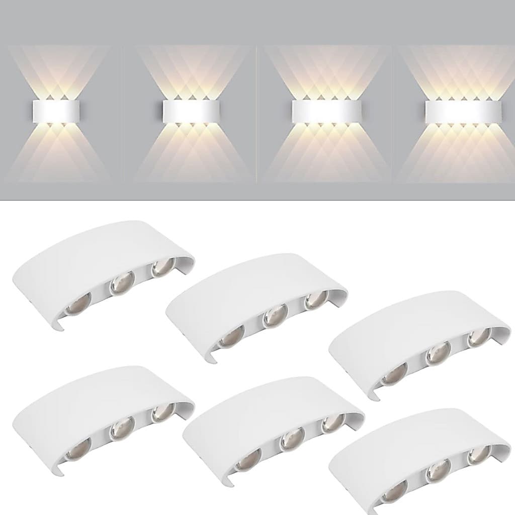 Kit 6 Arandela de Parede Arandela Led Meia Lua Luminária de 6 Fachos de Luz Branco Quente