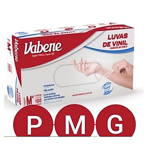 Luva de vinil sem pó livre de látex com 100 unidades