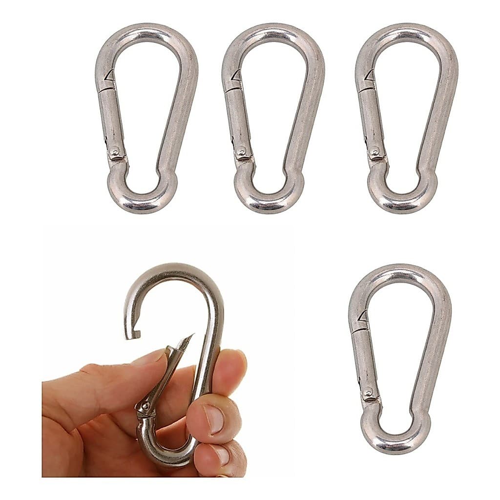 Ki 4 Unidades Mosquetão aço galvanizado Profissional 8cm Suporta 230kg Academia crossfit rapel