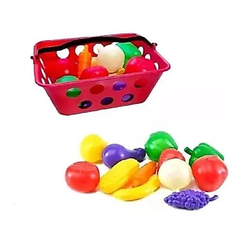 Brinquedo Kit Cestinha Mercado Legumes Frutas 13 pç