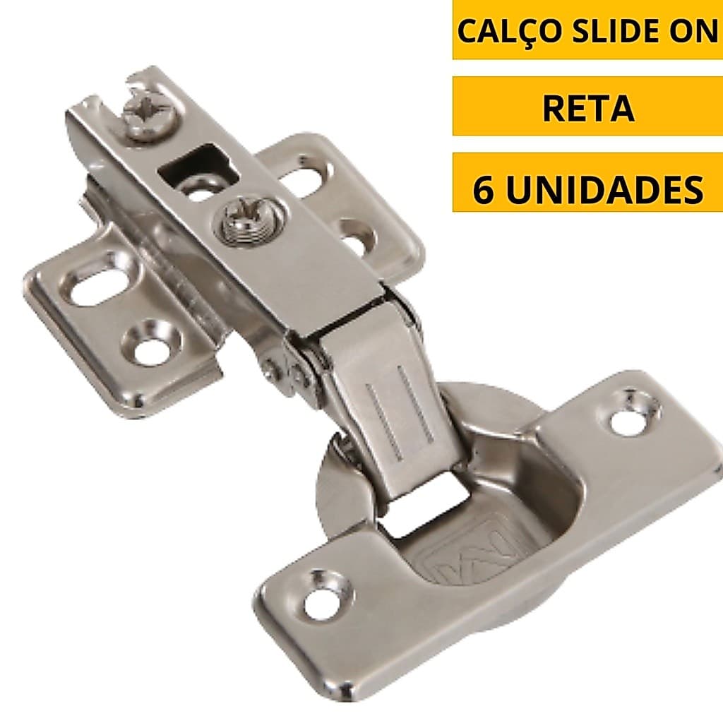 Kit 6 Dobradiças Reta Pressão 35mm Para Armários Móveis