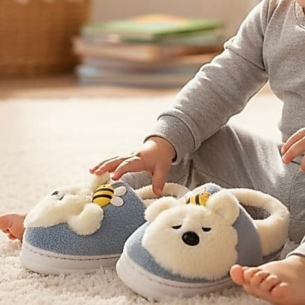 Pantufa Infantil de Urso - Pantufa Menino e Menina Para o Inverno Anti Derrapante