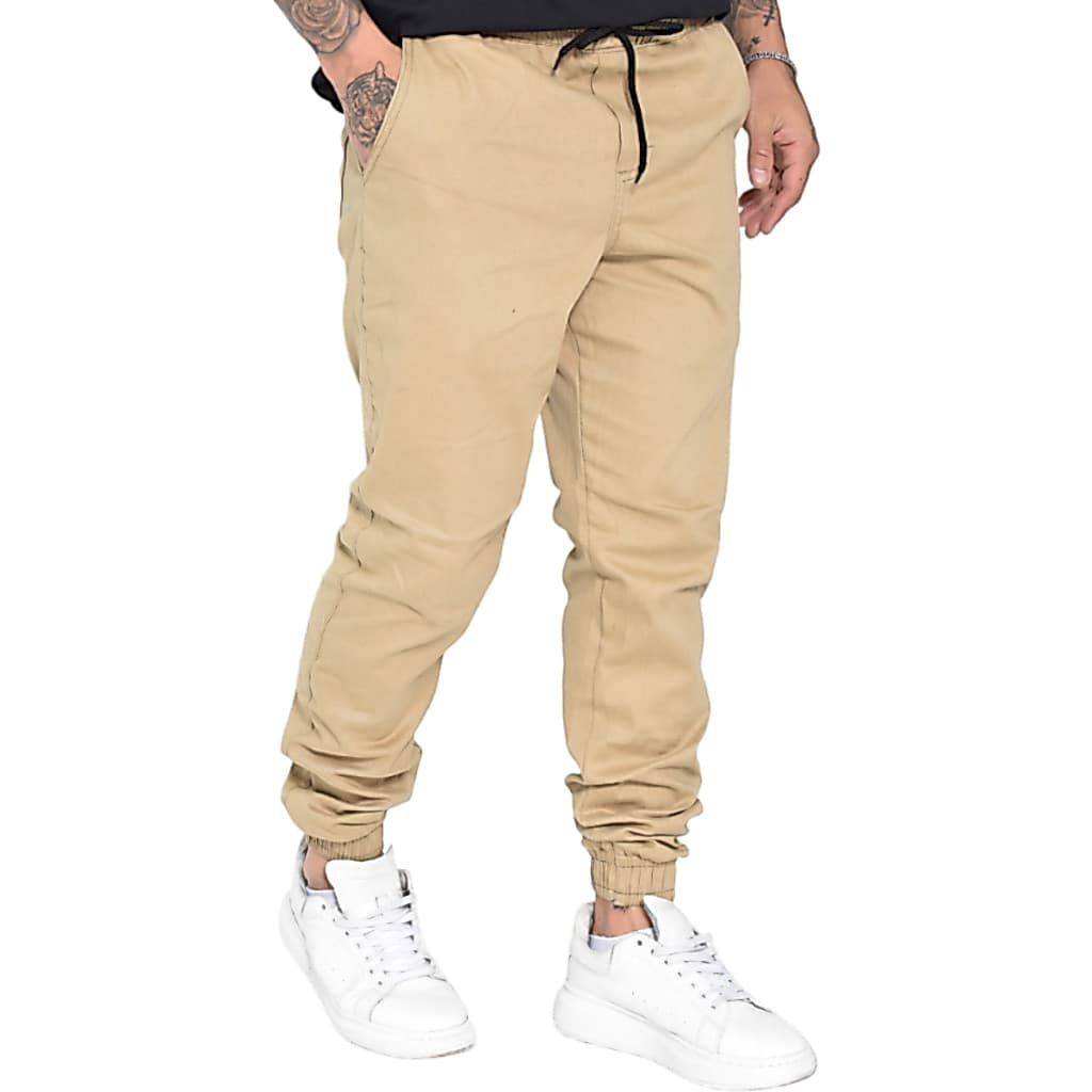 Calça Jogger lisa Swag - Cordão Regulador Na Cintura - Punho Na Perna
